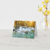 秋の滝とカスタム文字 カード (黄色い花)