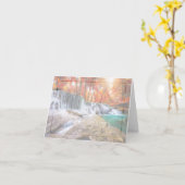 秋の滝とカスタム文字 カード (黄色い花)