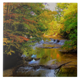 秋の滝の朝日 タイル