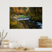 秋の滝の風景のカニシュカビストリツァSlo ポスター (キッチン)