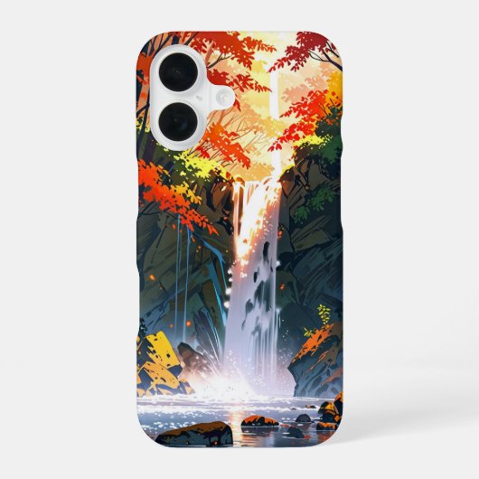 秋の滝の魔法 iPhone 16ケース (裏面)