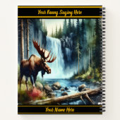 秋の滝を眺めるムース ノートブック (裏面)