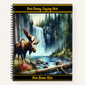 秋の滝を眺めるムース ノートブック (正面)