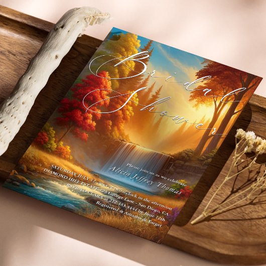 秋の滝エレガントブライダルシャワー招待 招待状