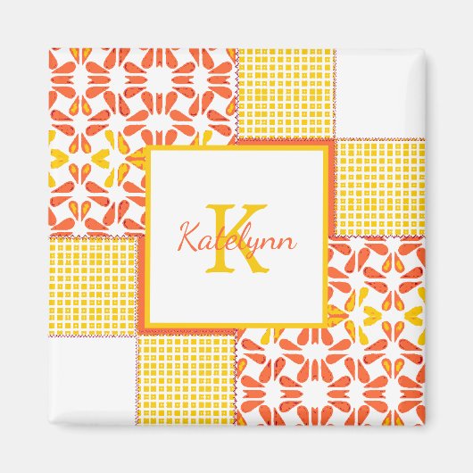 秋の濃淡キルトパターン マグネット (正面)