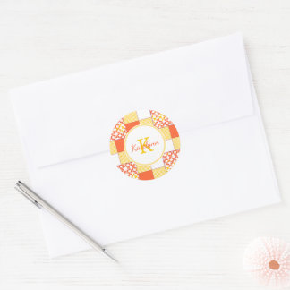 秋の濃淡キルトパターン ラウンドシール