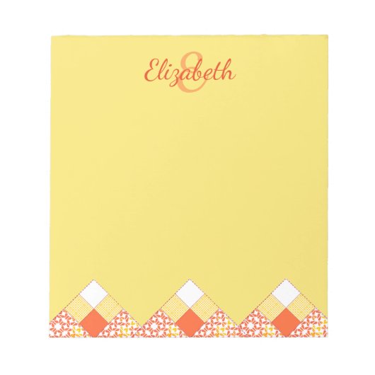 秋の濃淡キルトブロックパターン ノートパッド (正面)