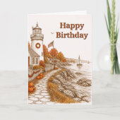 秋の灯台 海の誕生日 カード (正面)