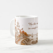 秋の灯台 海の風景 コーヒーマグカップ (正面左)