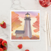 秋の灯台 | 秋の紅葉の水彩画 スタンダードランチョンナプキン (インサイチュ)