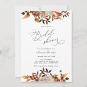 秋の焦げオレンジフローラボホブライダルシャワー 招待状 (正面)