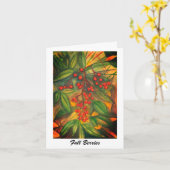 秋の熟した真っ赤な実 カード (黄色い花)