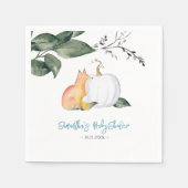 秋の熱帯キツネとホワイトカボチャナプキン スタンダードカクテルナプキン (正面)