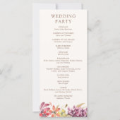 秋の熱帯フローラ抽象芸術結婚式 プログラム (裏面)