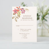 秋の熱帯フローラ結婚抽象芸術 出欠カード (スタンド正面)