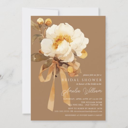 秋の牡丹フローラブライダルシャワー 招待状 (正面)