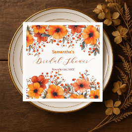 秋の牧歌的なオレンジの花のベリー ブライダル シャワー スタンダードカクテルナプキン