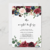 秋の牧歌的な鮮やかなバーガンディ 前夜祭 招待状 (正面)