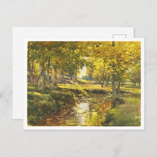 秋の牧草地の端絵を描に ポストカード (正面/裏面)