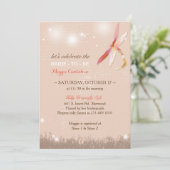 秋の牧草地ドラゴンフライベージュブライダルシャワー 招待状 (スタンド正面)