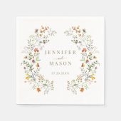 秋の牧草地ワイルドフラワーズガーデン秋の結婚式 スタンダードカクテルナプキン (正面)