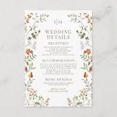 秋の牧草花秋の結婚式詳細カード エンクロージャーカード (正面)