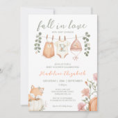 秋の物干しスタンド ベビーシャワー Fall In Love 招待状 (正面)