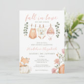 秋の物干しロープ ベビーシャワー Fall In Love 招待状 (スタンド正面)