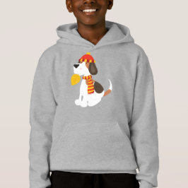 秋の犬，かわいい犬，スカーフ，帽子，紅葉