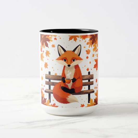 秋の狐のマグカップ ツートーンマグカップ (中央)