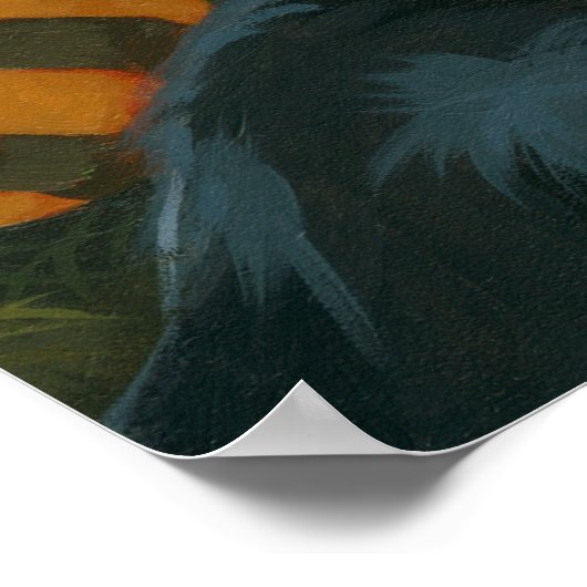 秋の猫ちゃんアートプリントハロウィンフェアリー黒猫 ポスター (角)