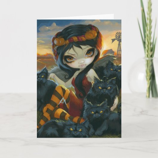 「秋の猫ちゃん」グリーティングカード カード (正面)