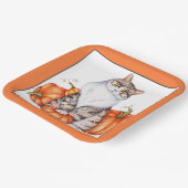 秋の猫とかぼちゃ ペーパープレート (傾斜あり)