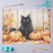 秋の猫とカボチャのデコパージュ 薄葉紙 (クラフト)