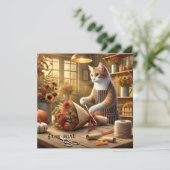 秋の猫と花 – 秋シーズングリーティング シーズンカード (スタンド正面)