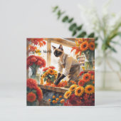 秋の猫と花 – 秋シーズングリーティング シーズンカード (スタンド正面)