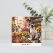 秋の猫と花 – 秋シーズングリーティング シーズンカード (スタンド正面)