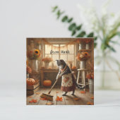 秋の猫と花 – 秋シーズングリーティング シーズンカード (スタンド正面)