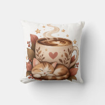 秋の猫のコーヒー あったかスロー枕
