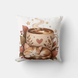 秋の猫のコーヒー あったかスロー枕 クッション