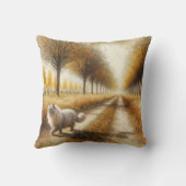 秋の猫の歩くダウンザダートロード クッション (裏面)