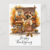 秋の猫ベーカリー感謝祭秋猫好き シーズンポストカード (正面)