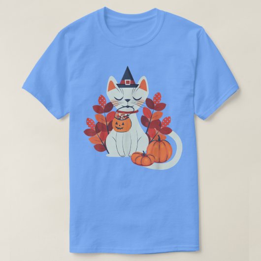 秋の猫ヴィンテージグラフィックギフト Tシャツ (デザイン正面)