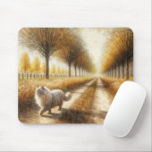 秋の猫歩くダウンダートロード マウスパッド (マウス)