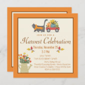 秋の猫素朴&カボチャ感謝祭 招待状 (正面/裏面)
