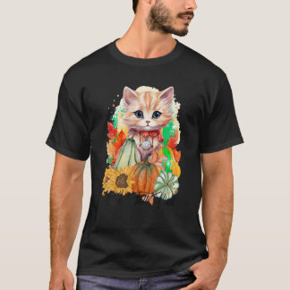 秋の猫It秋Y all Pumpkins Autumn Hallowe Tシャツ