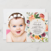 秋の献呈の花のバーガンディの素朴な写真 招待状 (正面)