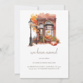 秋の玄関ドアの移動発表 招待状 (正面)