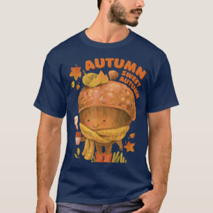 秋の甘い秋かわいいアコーン秋シーズングラフィック Tシャツ