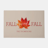 秋の甘い落葉 赤い秋のイロハカエデの葉 ドアマット (正面)